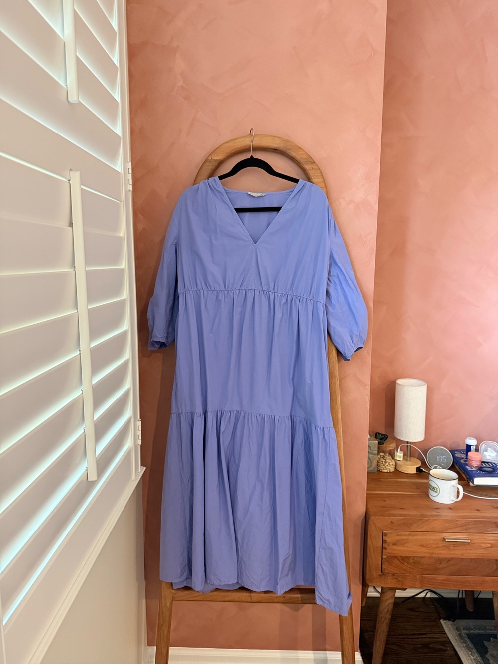 Everlane Relaxed V-Neck Midi Dress in Periwinkle